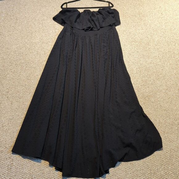 Torrid Maxi Eyelet Strapless Smocked Bodice Dress Womens 3 22/24 Black - Picture 1 of 10